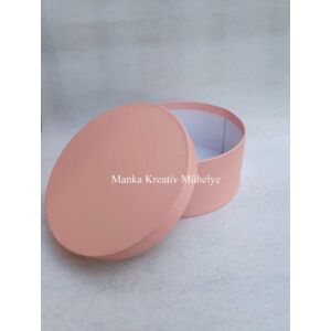 Papír doboz kerek, tetővel - világos rózsaszín 16 cm