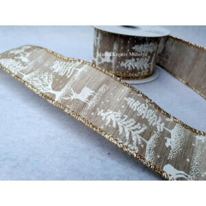 Karácsonyi textil szalag - Szarvas mintával